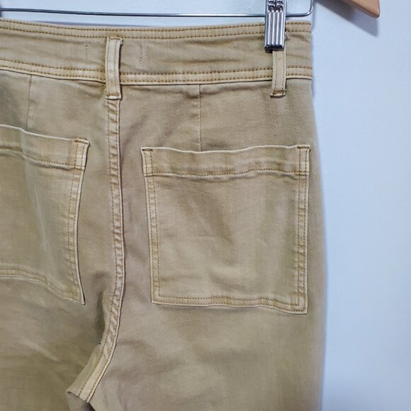 OAT NYC High-Rise Wide Leg 27" Jeans Raw Hem Stretch Neutral Gold Tan Women's 28 - Picture 7 of 16